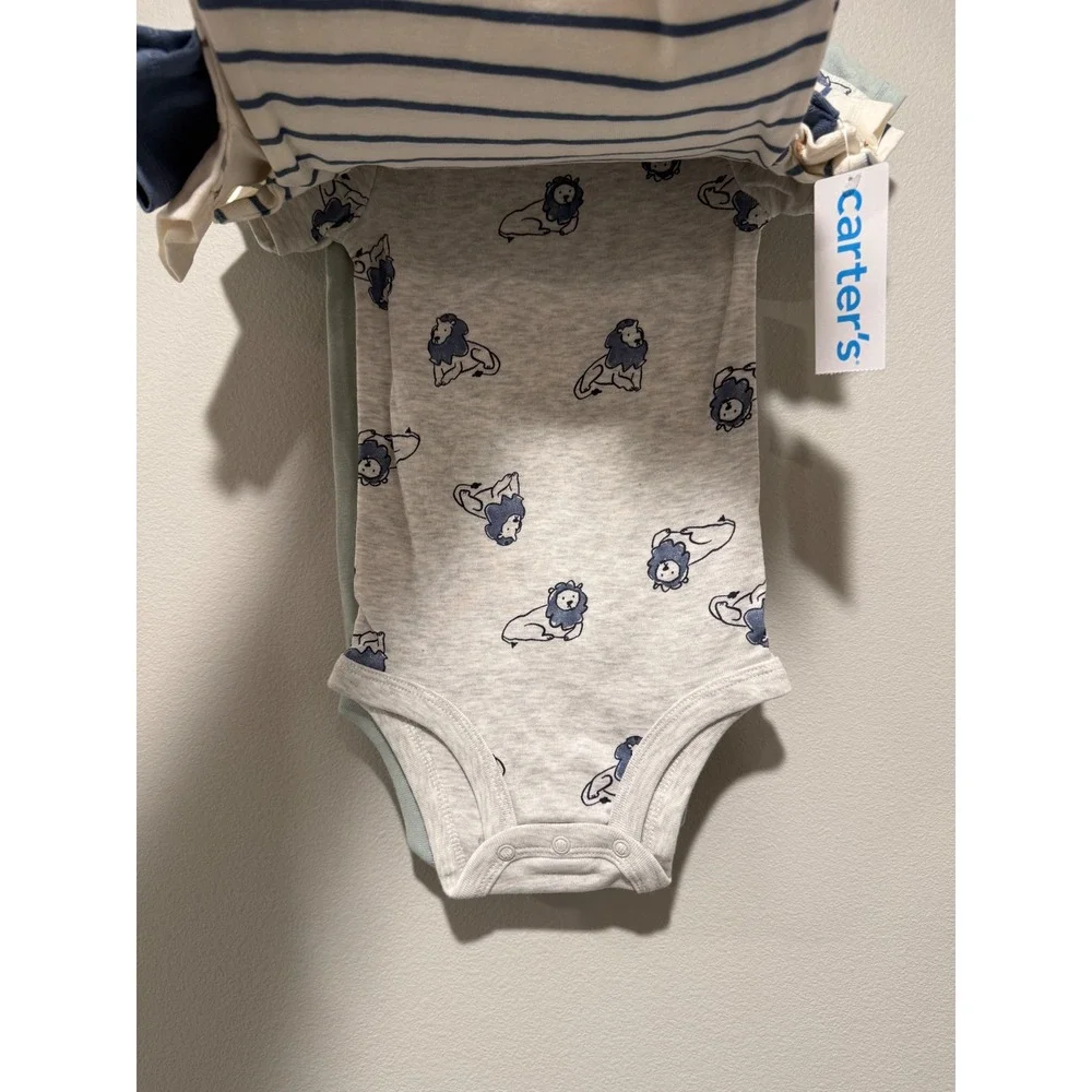 Carters Baby Boys 5 Pack Short Sleeve Bodysuits 18M Safari Gator Lion Blue Green